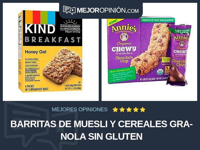 Barritas de muesli y cereales Granola Sin gluten