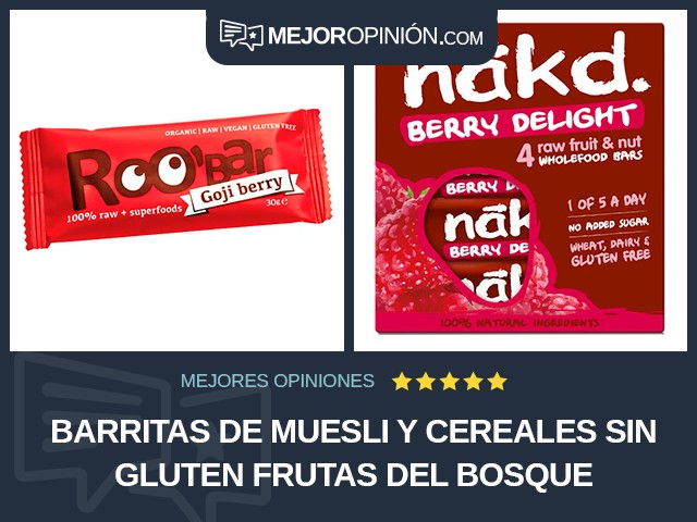 Barritas de muesli y cereales Sin gluten Frutas del bosque