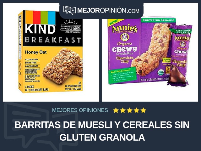 Barritas de muesli y cereales Sin gluten Granola