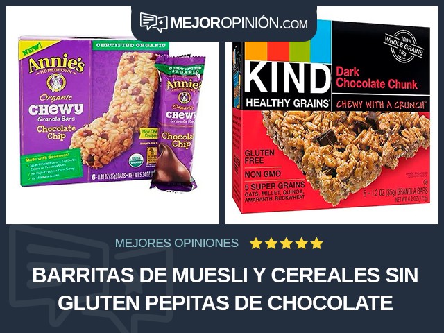 Barritas de muesli y cereales Sin gluten Pepitas de chocolate