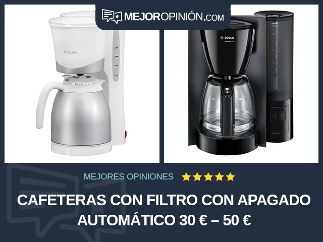 Cafeteras con filtro Con apagado automático 30 € – 50 €