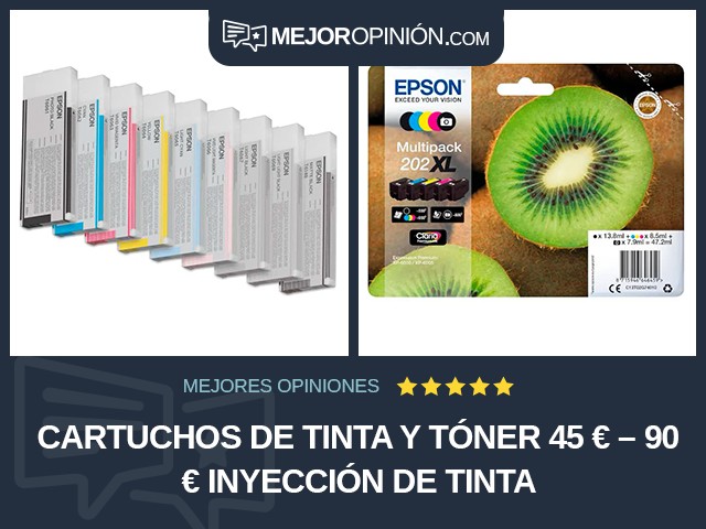 Cartuchos de tinta y tóner 45 € – 90 € Inyección de tinta