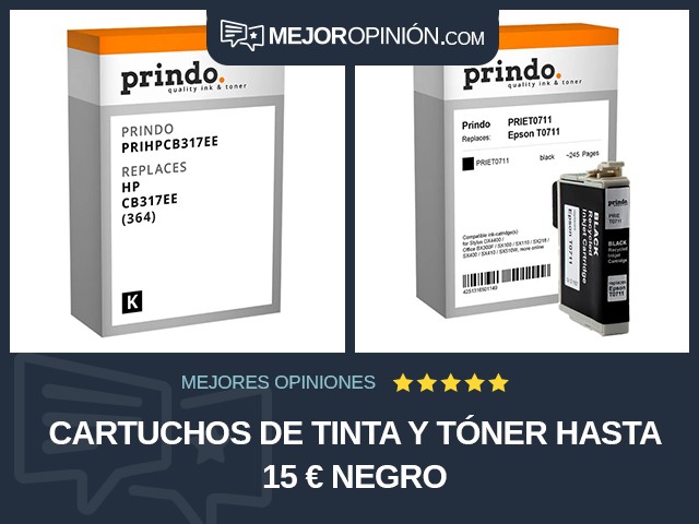 Cartuchos de tinta y tóner Hasta 15 € Negro