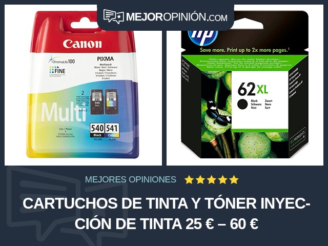 Cartuchos de tinta y tóner Inyección de tinta 25 € – 60 €