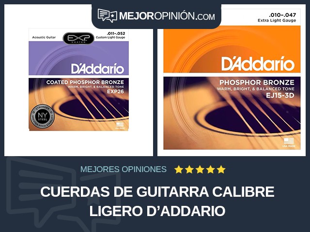 Cuerdas de guitarra Calibre ligero D'Addario