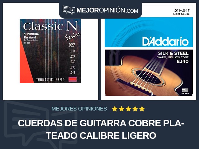 Cuerdas de guitarra Cobre plateado Calibre ligero