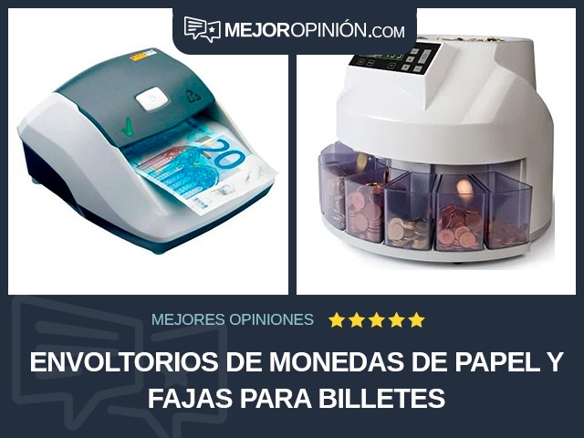 Envoltorios de monedas de papel y fajas para billetes