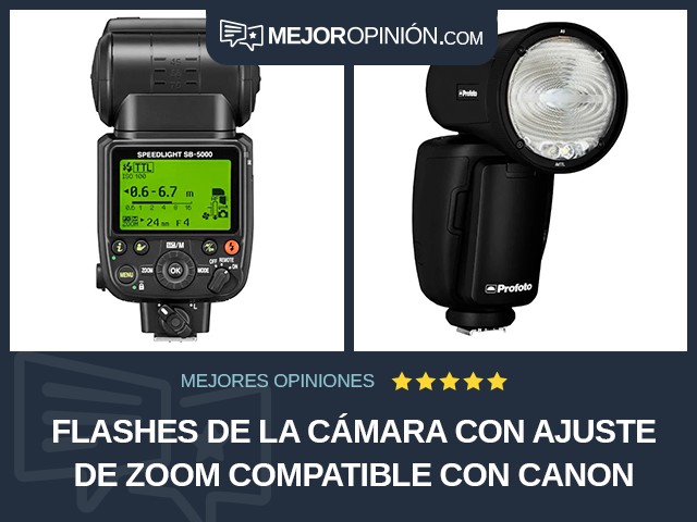 Flashes de la cámara Con ajuste de zoom Compatible con Canon