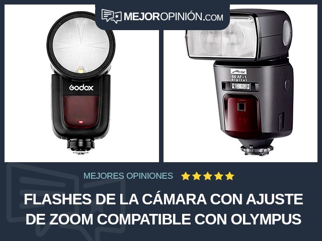 Flashes de la cámara Con ajuste de zoom Compatible con Olympus