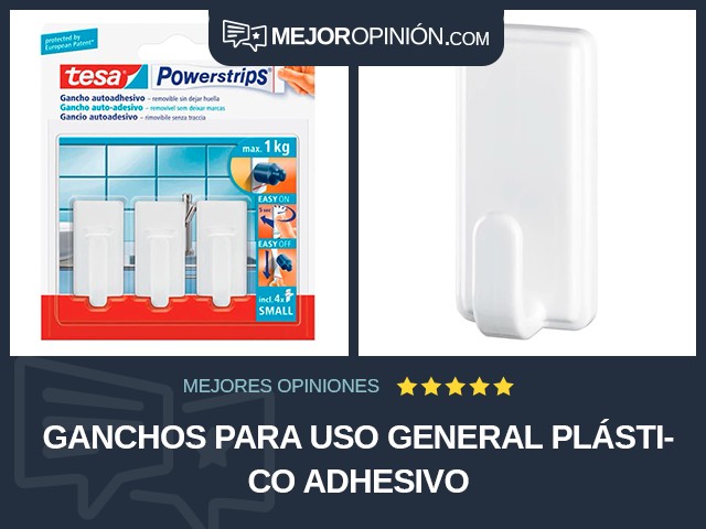 Ganchos para uso general Plástico Adhesivo