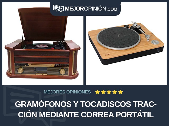 Gramófonos y tocadiscos Tracción mediante correa Portátil