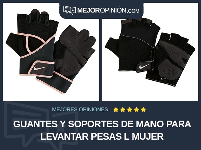 Guantes y soportes de mano para levantar pesas L Mujer