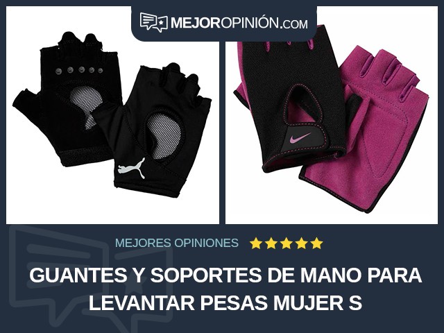 Guantes y soportes de mano para levantar pesas Mujer S