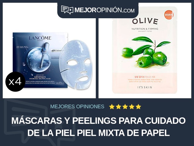 Máscaras y peelings para cuidado de la piel Piel mixta De papel