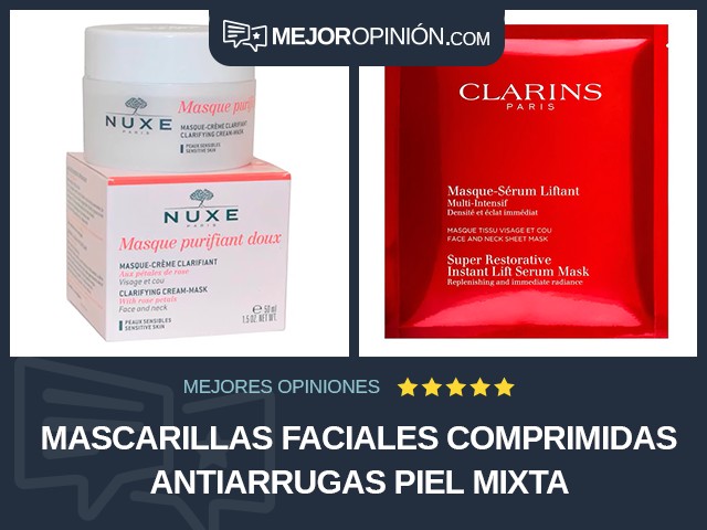 Mascarillas faciales comprimidas Antiarrugas Piel mixta