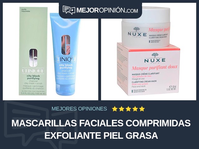 Mascarillas faciales comprimidas Exfoliante Piel grasa