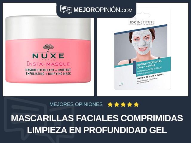 Mascarillas faciales comprimidas Limpieza en profundidad Gel