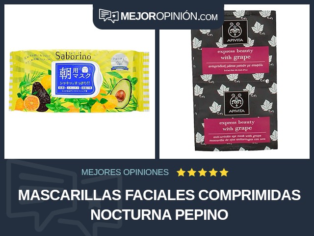 Mascarillas faciales comprimidas Nocturna Pepino