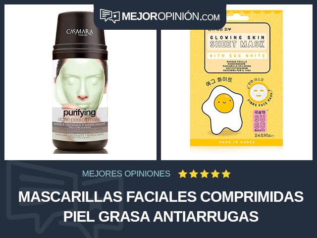 Mascarillas faciales comprimidas Piel grasa Antiarrugas