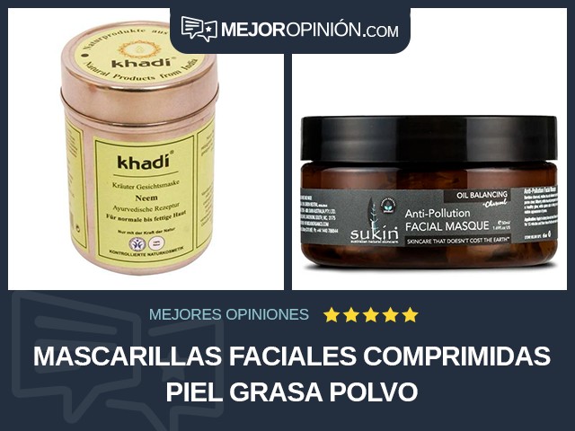 Mascarillas faciales comprimidas Piel grasa Polvo