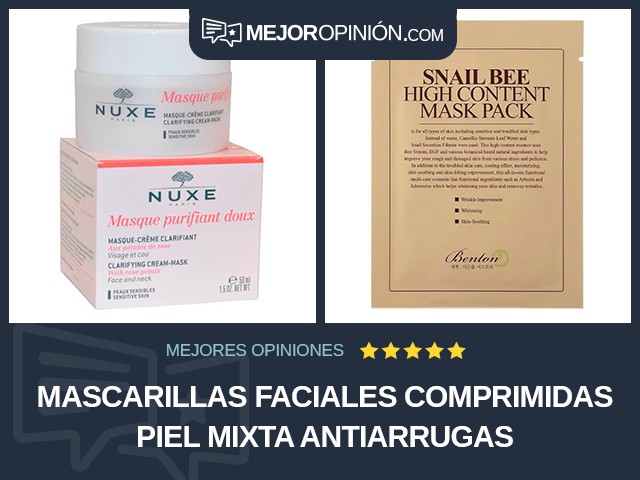 Mascarillas faciales comprimidas Piel mixta Antiarrugas