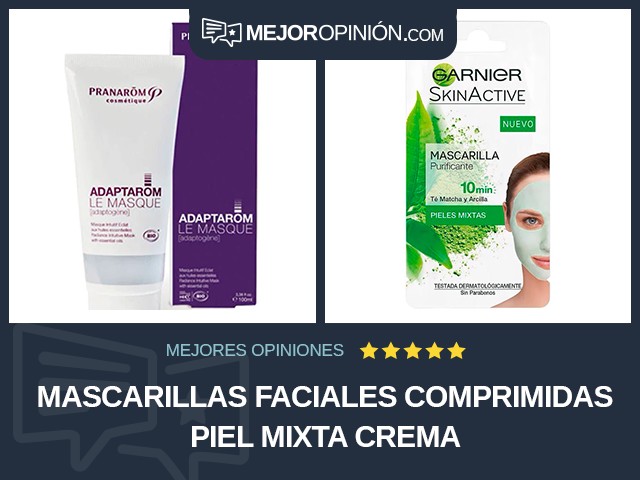 Mascarillas faciales comprimidas Piel mixta Crema