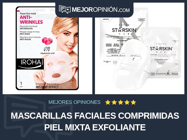 Mascarillas faciales comprimidas Piel mixta Exfoliante