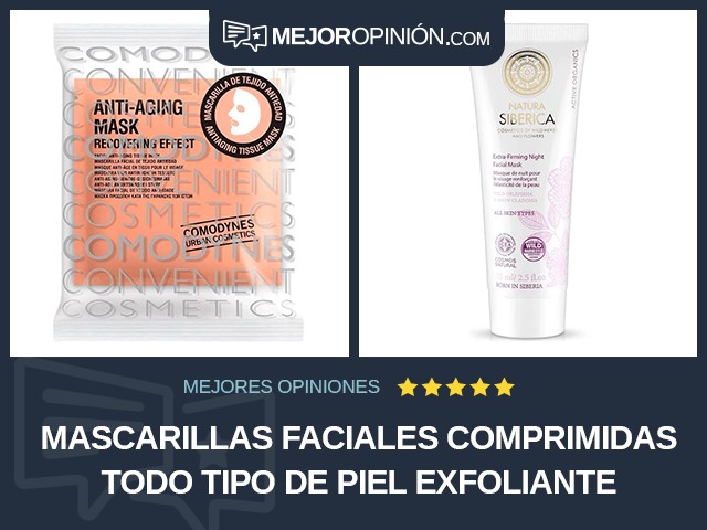 Mascarillas faciales comprimidas Todo tipo de piel Exfoliante