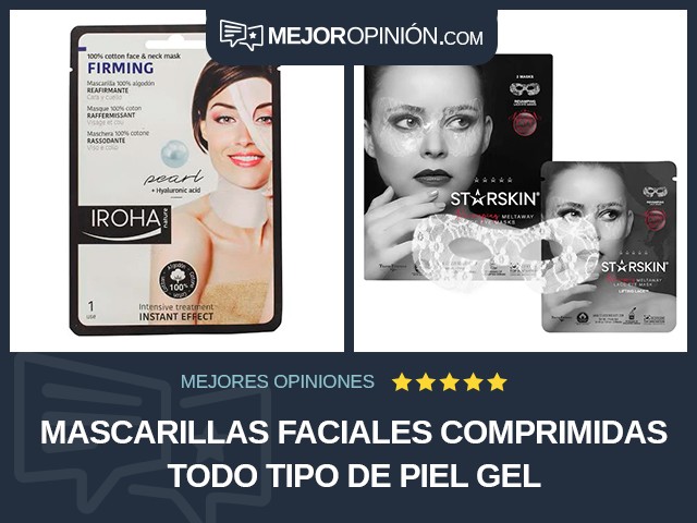 Mascarillas faciales comprimidas Todo tipo de piel Gel