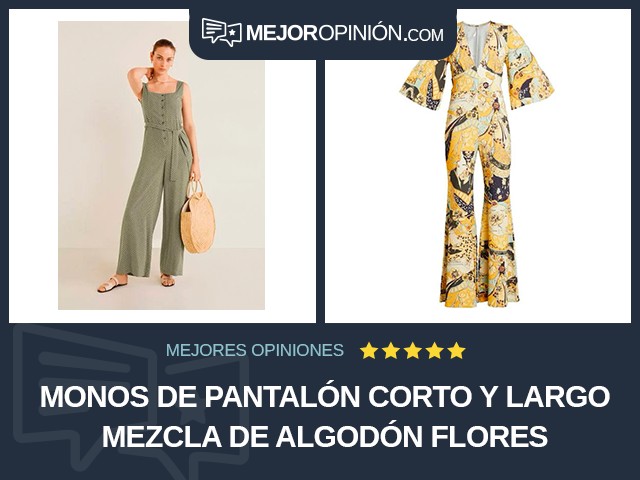 Monos de pantalón corto y largo Mezcla de algodón Flores