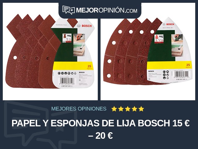 Papel y esponjas de lija Bosch 15 € – 20 €