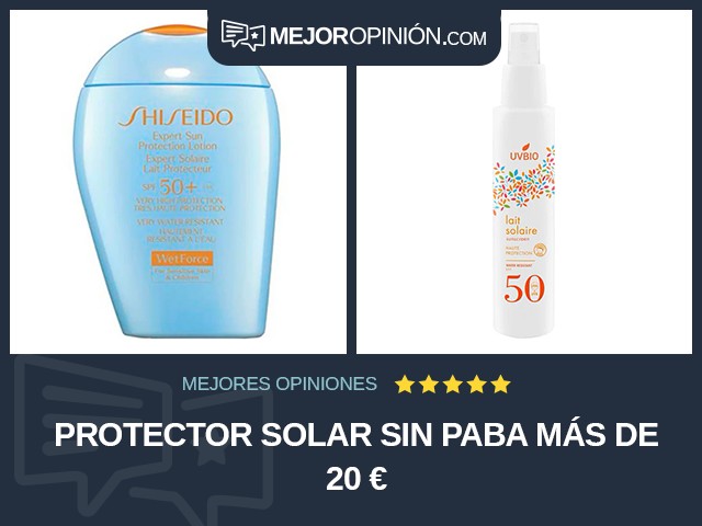 Protector solar Sin PABA Más de 20 €