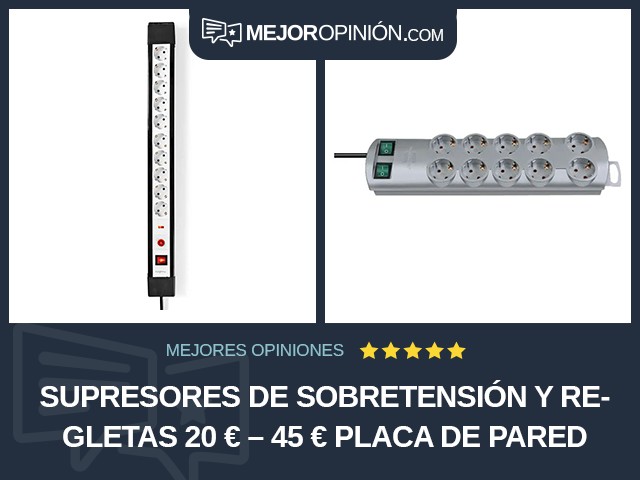 Supresores de sobretensión y regletas 20 € – 45 € Placa de pared