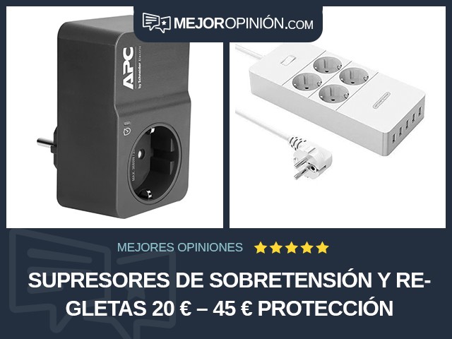 Supresores de sobretensión y regletas 20 € – 45 € Protección contra sobrecargas