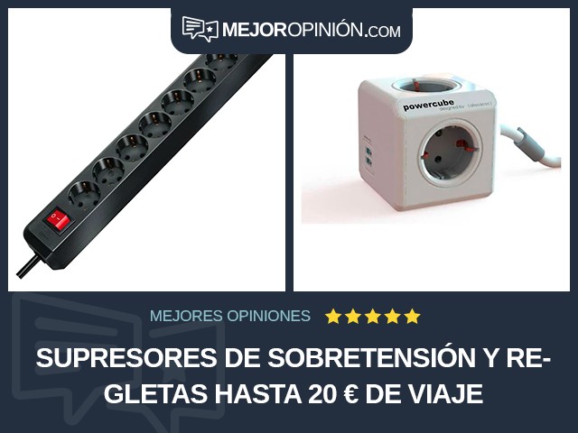 Supresores de sobretensión y regletas Hasta 20 € De viaje