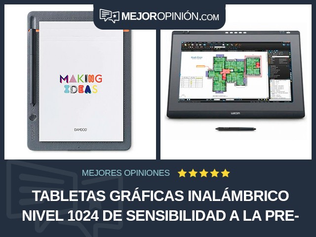 Tabletas gráficas Inalámbrico Nivel 1024 de sensibilidad a la presión