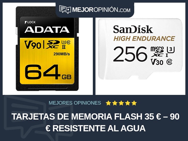 Tarjetas de memoria flash 35 € – 90 € Resistente al agua