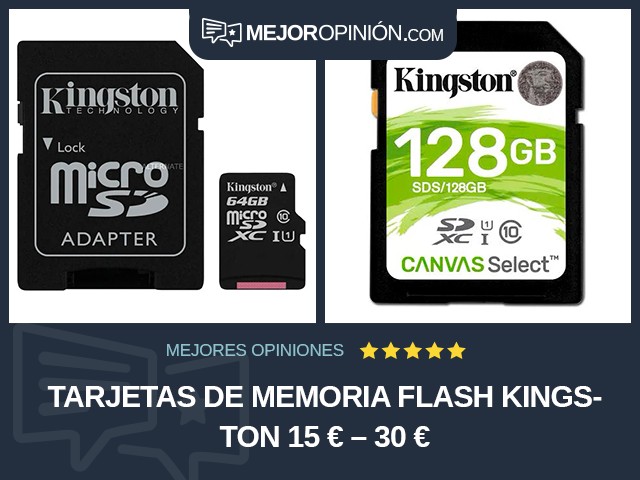 Tarjetas de memoria flash Kingston 15 € – 30 €