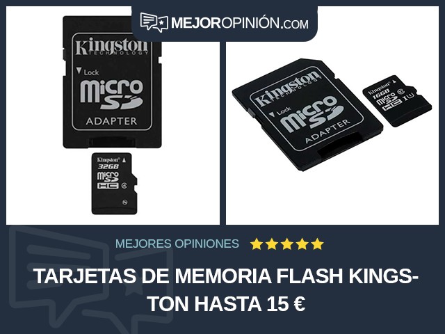 Tarjetas de memoria flash Kingston Hasta 15 €