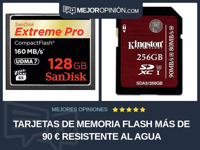 Tarjetas de memoria flash Más de 90 € Resistente al agua