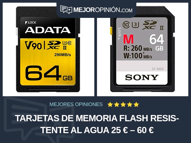 Tarjetas de memoria flash Resistente al agua 25 € – 60 €