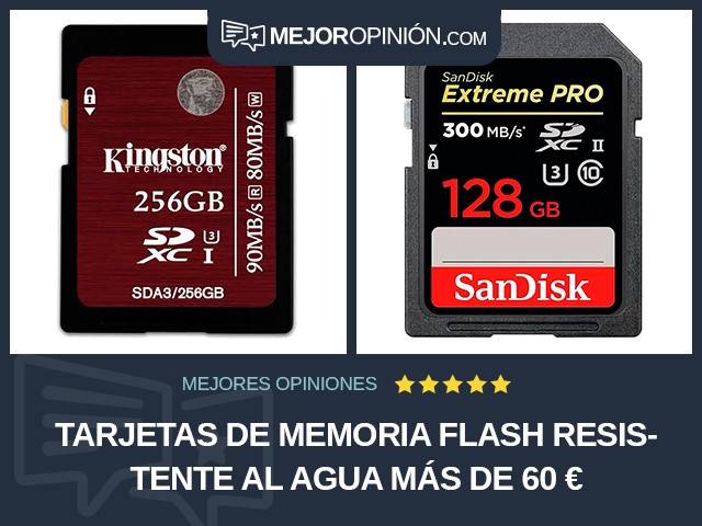 Tarjetas de memoria flash Resistente al agua Más de 60 €