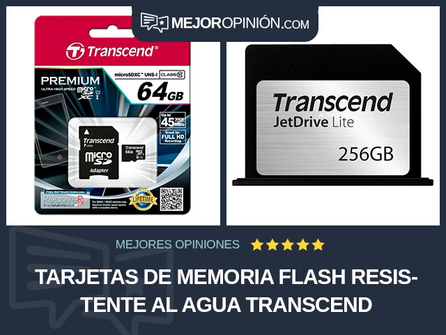 Tarjetas de memoria flash Resistente al agua Transcend