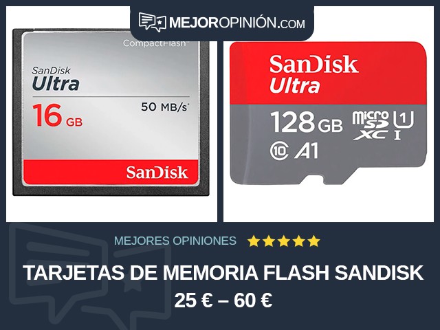 Tarjetas de memoria flash SanDisk 25 € – 60 €