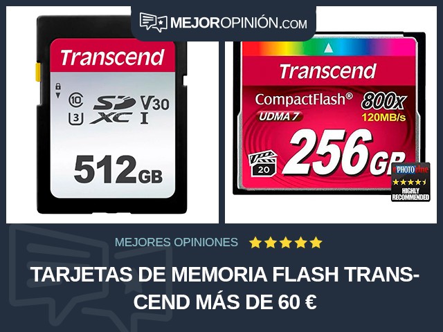 Tarjetas de memoria flash Transcend Más de 60 €