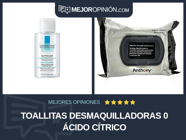 Toallitas desmaquilladoras 0 Ácido cítrico