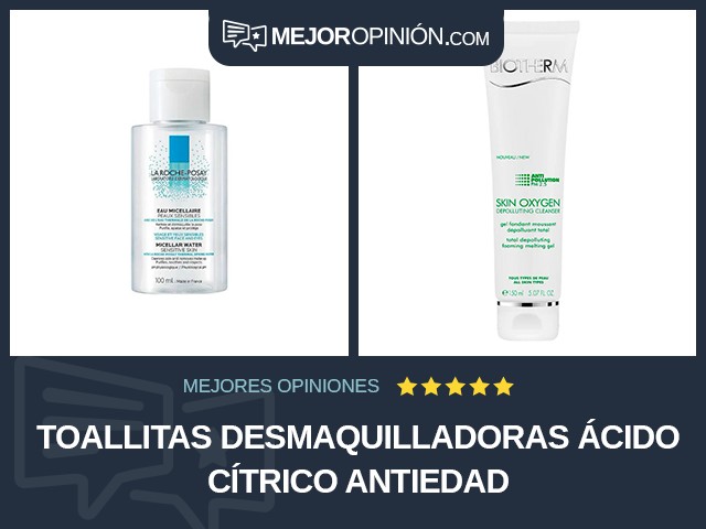 Toallitas desmaquilladoras Ácido cítrico Antiedad