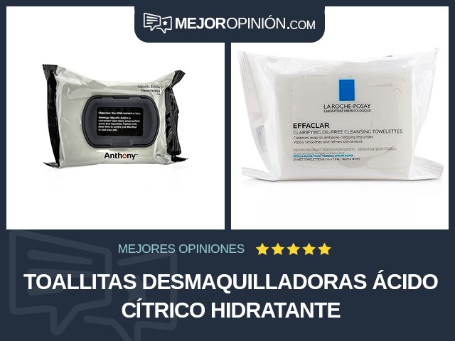 Toallitas desmaquilladoras Ácido cítrico Hidratante