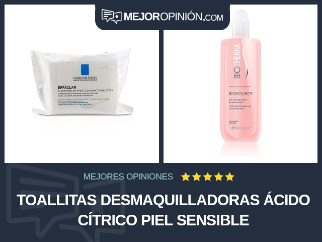 Toallitas desmaquilladoras Ácido cítrico Piel sensible