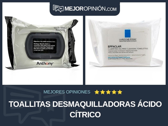 Toallitas desmaquilladoras Ácido cítrico